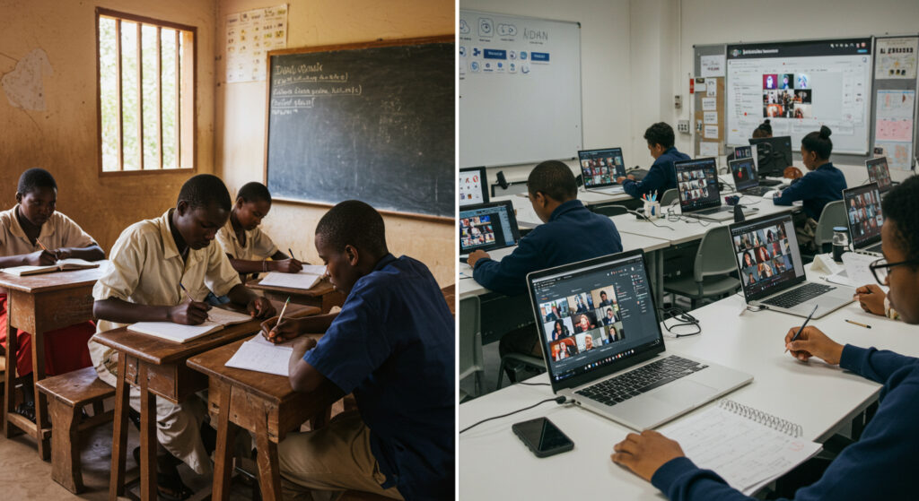 edtech shift: traditional vs virtual classroom in Africa/South Asia