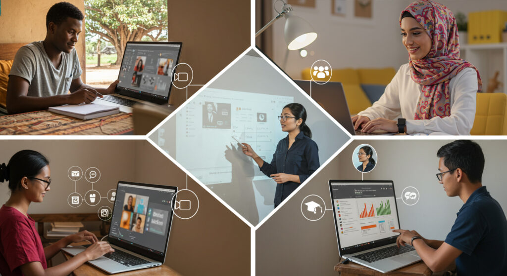Interactive classroom using edtech tools for digital collaboration between teacher and students.