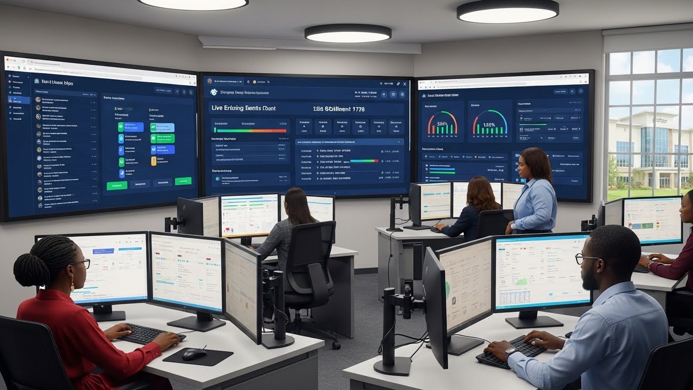 AI in university admissions powering real-time dashboards for lead tracking, application review, and enrollment decisions