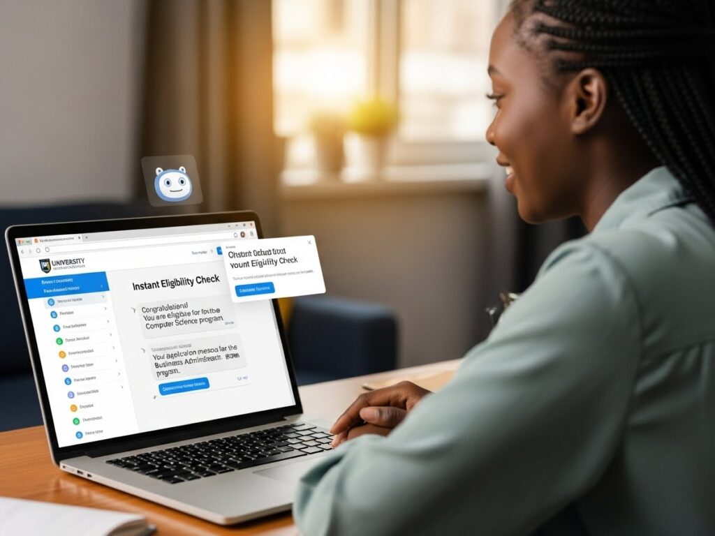 AI in university admissions enabling instant eligibility checks and automated program matching for prospective students
