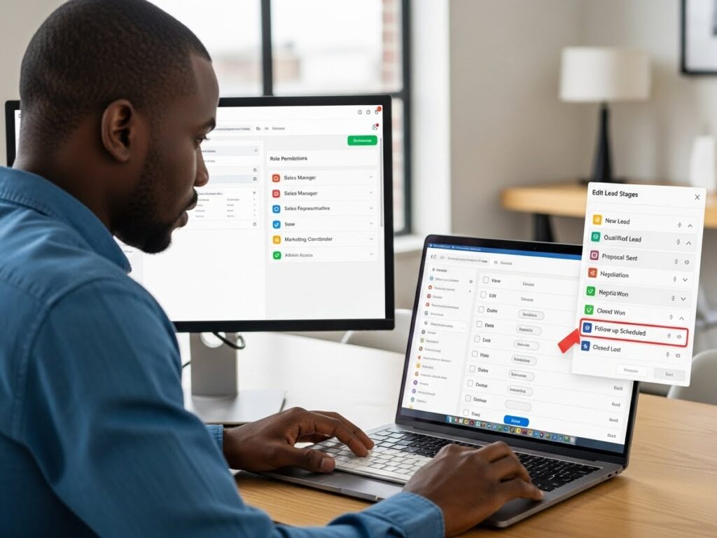 Education CRM failure highlighted by lack of role-based access control in a university CRM lead management screen.
