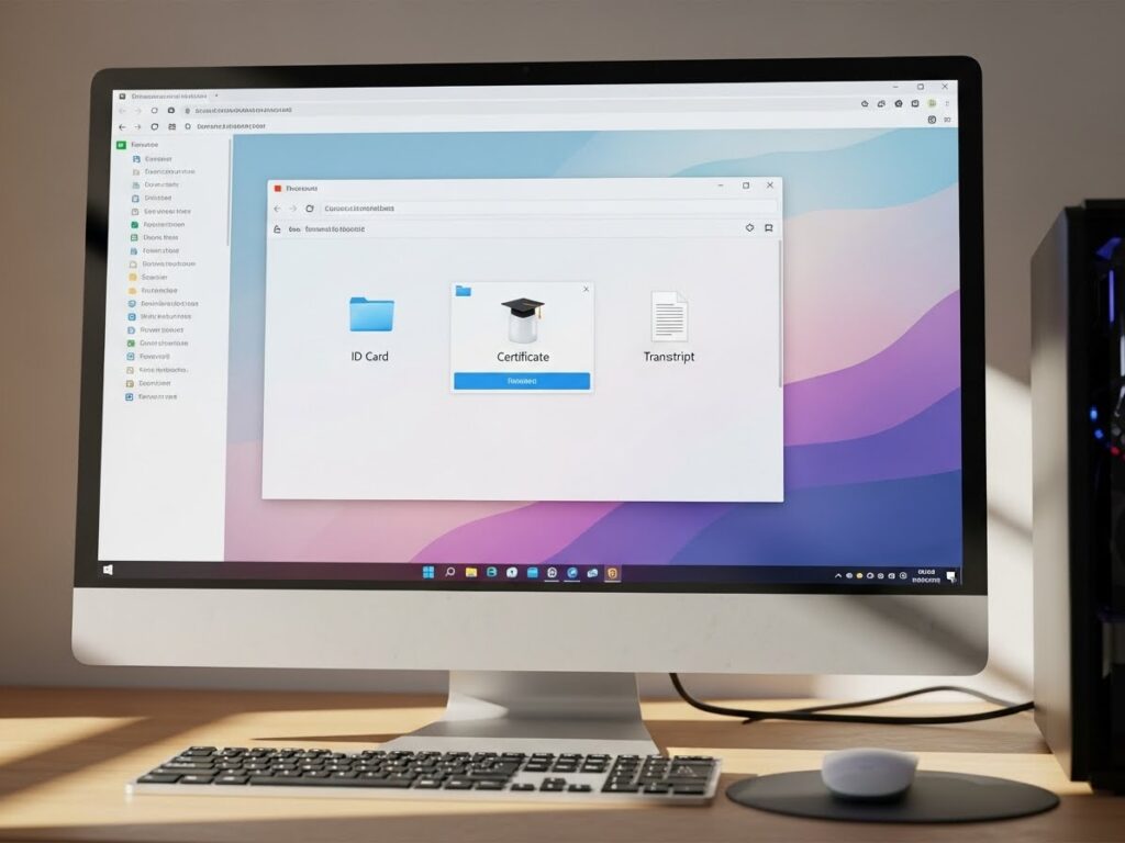 Student data breach exposure from unencrypted student documents including ID cards certificates and transcripts stored on desktop system
