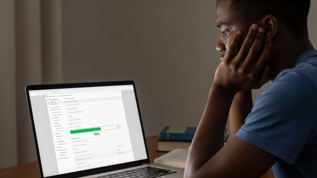 Admission funnel leakage as student exits incomplete application due to form friction