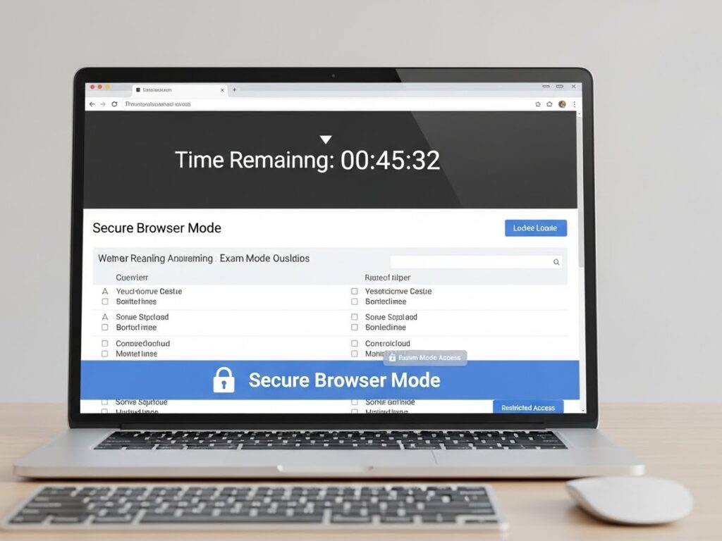 Secure online examination system used in pan-African online education with centralized exam control and timed assessments