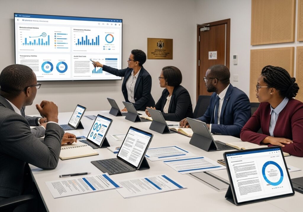 AI Ethics in Education discussed by educators reviewing AI insights with accountability and fairness focus