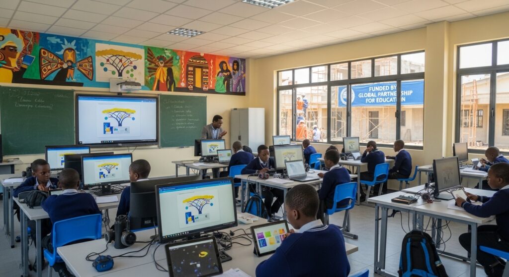 Construction of modern digital classrooms funded through partnership, alongside technology platform deployment in schools